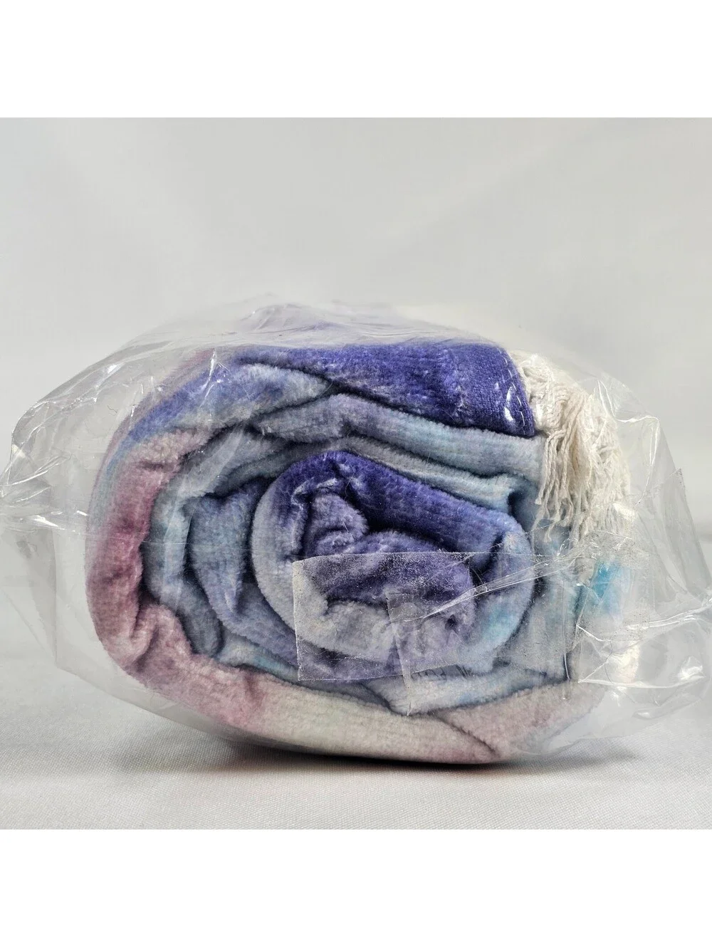 L Space Beach Towel Tie Dye Purple Blue Pink Cotton Fringe 68x30 NEW